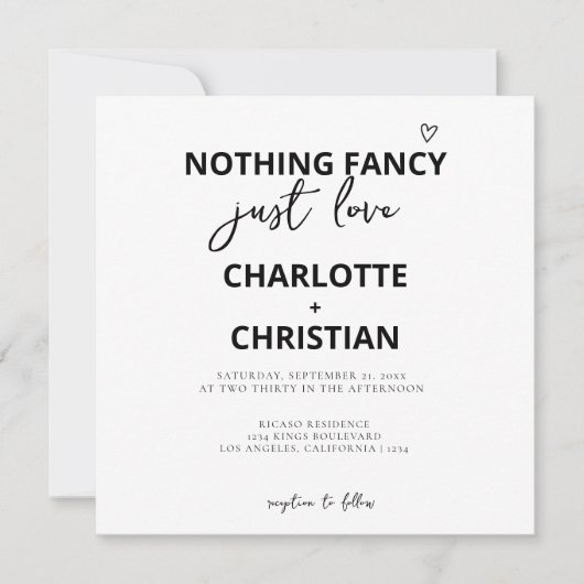 Niets Fancy, maar liefdesminimalistisch huwelijk Kaart (Voorkant)