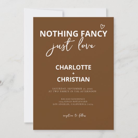 Niets Fancy, maar liefdesminimalistisch huwelijk Kaart (Voorkant)