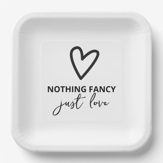 Niets Fancy, maar liefdesminimalistisch huwelijk Papieren Bordje (Voorkant)