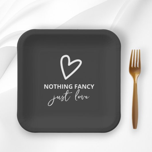 Niets Fancy, maar liefdesminimalistisch huwelijk Papieren Bordje