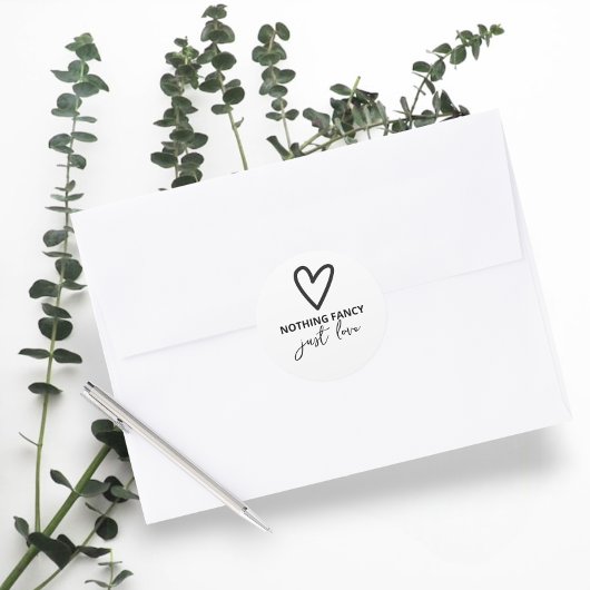 Niets Fancy, maar liefdesminimalistisch huwelijk Ronde Sticker