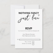 Niets Fancy, maar liefdesminimalistisch huwelijk RSVP Kaartje (Voorkant)