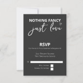 Niets Fancy, maar liefdesminimalistisch huwelijk RSVP Kaartje (Voorkant)