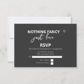 Niets Fancy, maar liefdesminimalistisch huwelijk RSVP Kaartje (Voorkant)