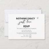 Niets Fancy, maar liefdesminimalistisch huwelijk RSVP Kaartje (Voorkant)
