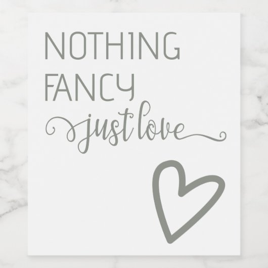 Niets Fancy, maar liefdesminimalistisch huwelijk Wijn Etiket (Enkel label)