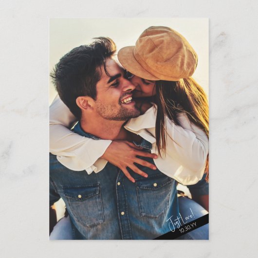 Niets Fancy Moderne Casual bruiloft Details Informatiekaartje (Achterkant)