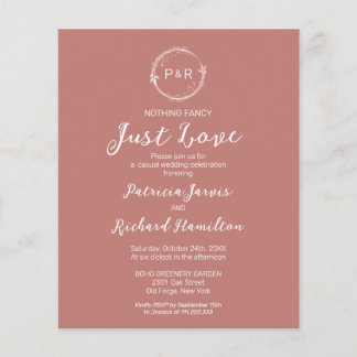 Niets Fancy Monogram Budget Wedding Invitaties