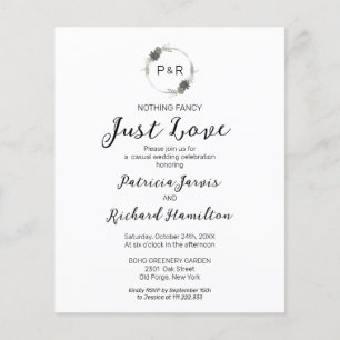 Niets Fancy Monogram Budget Wedding Invitaties