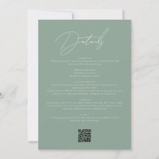 Niets Fancy Net Love Script QR Code Weddenschap Kaart (Achterkant)