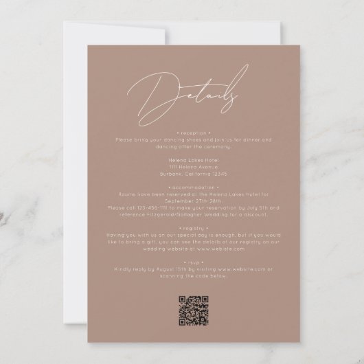 Niets Fancy Net Love Script QR Code Weddenschap Kaart (Achterkant)