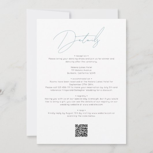 Niets Fancy Net Love Script QR Code Weddenschap Kaart (Achterkant)