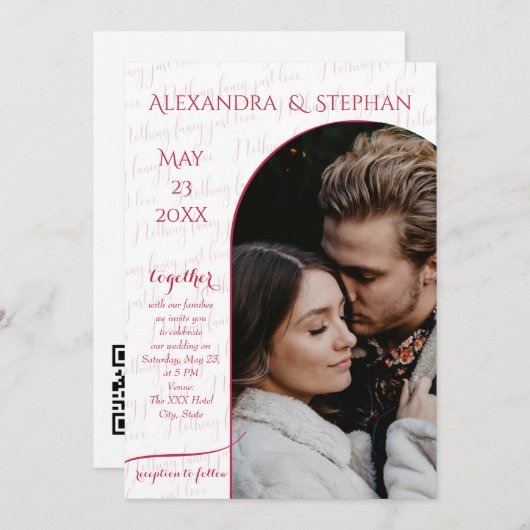 Niets Fancy Net Love Script Roze Magenta Foto Kaart (Voorkant / Achterkant)