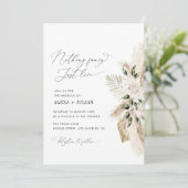 Niets fancy pampasgras en groen bruiloft kaart (Staand voorkant)