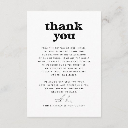 Niets Fancy Retro Groovy Foto Bruiloft Bedankkaart (Achterkant)