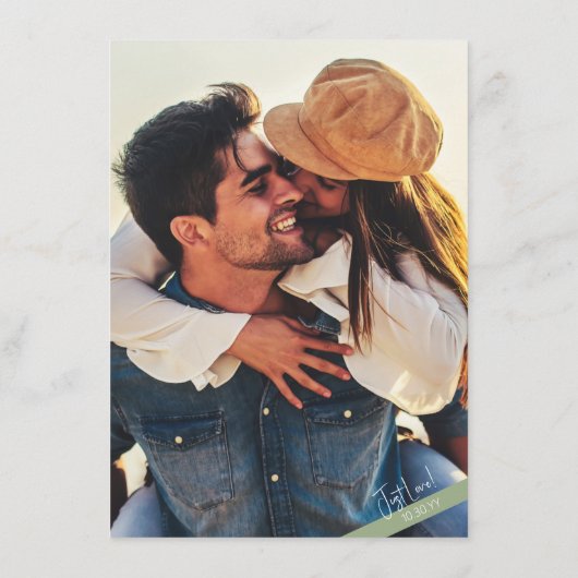 Niets Fancy Sage Groen Casual Bruiloft Details Informatiekaartje (Achterkant)