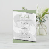 Niets Fancy Sage Groen Casual Bruiloft Details Informatiekaartje (Staand voorkant)