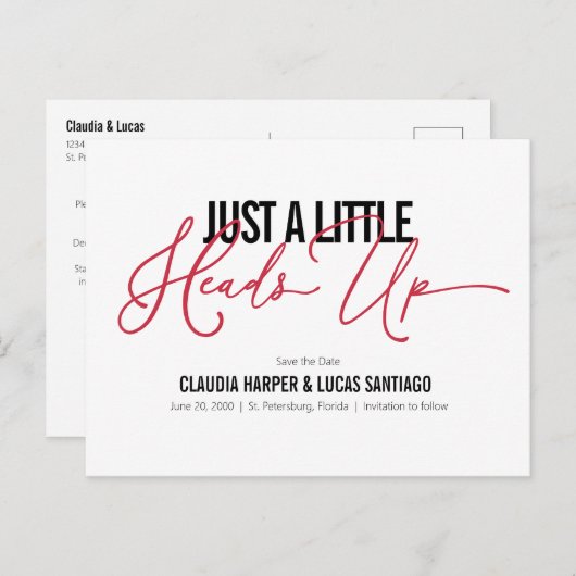 Niets Fancy sparen de Datum Briefkaart (Voorkant / Achterkant)