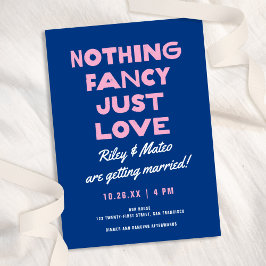 Niets Fancy vet type funky blauw roze bruiloft Kaart