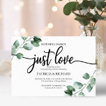 Niets Fancy Wedding Greenery Budget Invitations<br><div class="desc">Maak je klaar om te worden betoverd door onze adembenemende groene trouwsuite! Met een delicate illustratie van eucalyptusbladeren in combinatie met gedurfde, elegante kalligrafie, is het de perfecte match voor uw betoverende bruiloft met een tuinthema. Als je items mist of een speciaal verzoek hebt, aarzel dan niet om contact op...</div>