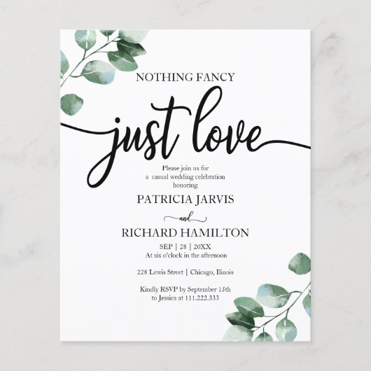 Niets Fancy Wedding Greenery Budget Invitations (Voorkant)