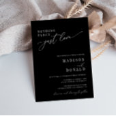 Niets fancy witte script zwarte bruiloft kaart