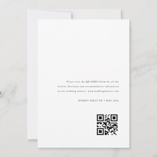 Niets fancy zwart-wit bruiloft uitnodiging (Achterkant)