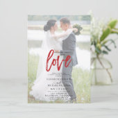 Niets Gewoon Rood Informel Foto Vellum Trouwfeest Kaart (Staand voorkant)