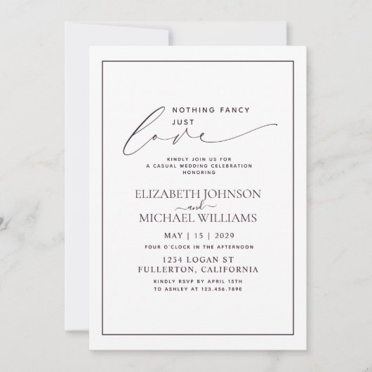 Niets Gewoons Alleen Liefde Pruim Paars Informel T Kaart (Voorkant)