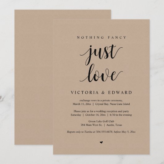 Niets Gewoons Alleen Maar Liefde, Zwart, Trouwfees Kaart (Voorkant / Achterkant)