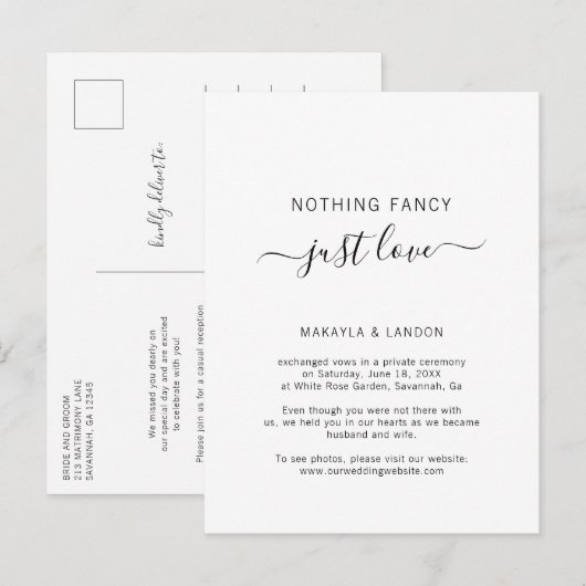 Niets gewoons, gewoon lief, eenvoudige trouw- of e aankondigingskaart (Voorkant / Achterkant)