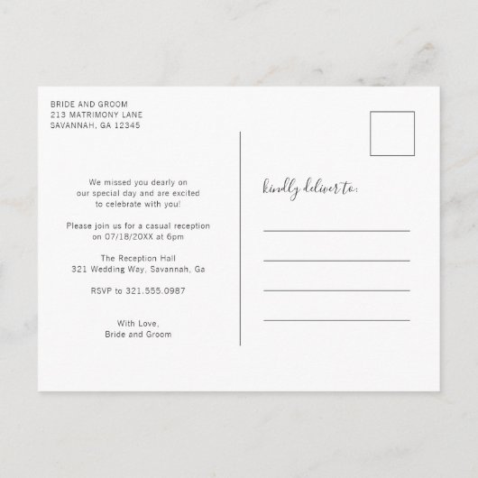 Niets gewoons, gewoon liefde Eenvoudige trouwdatum Aankondigingskaart (Achterkant)