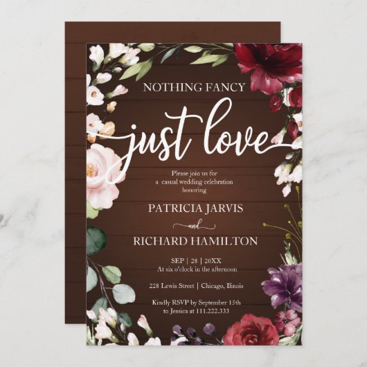 Niets gewoons, gewoon liefde Huwelijk Rustieke blo Kaart (Voorkant / Achterkant)