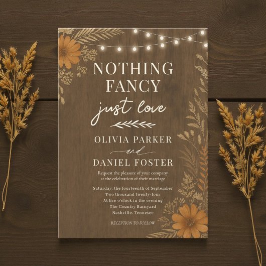 Niets gewoons, gewoon liefde Rustic Boho Bruiloft Kaart