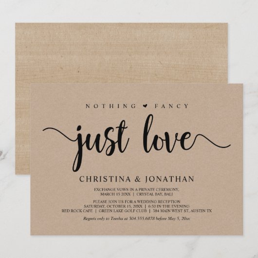 Niets gewoons, gewoon liefde, Rustieke kraft, Elop Kaart (Voorkant / Achterkant)