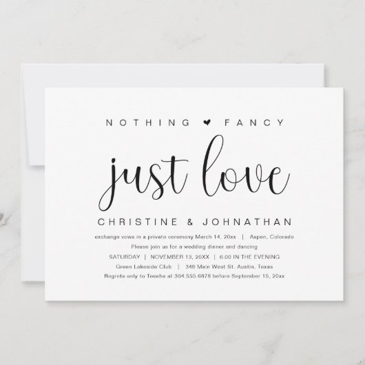 Niets gewoons gewoon Liefde, Trouw Bruiloft Feest  Kaart (Voorkant)