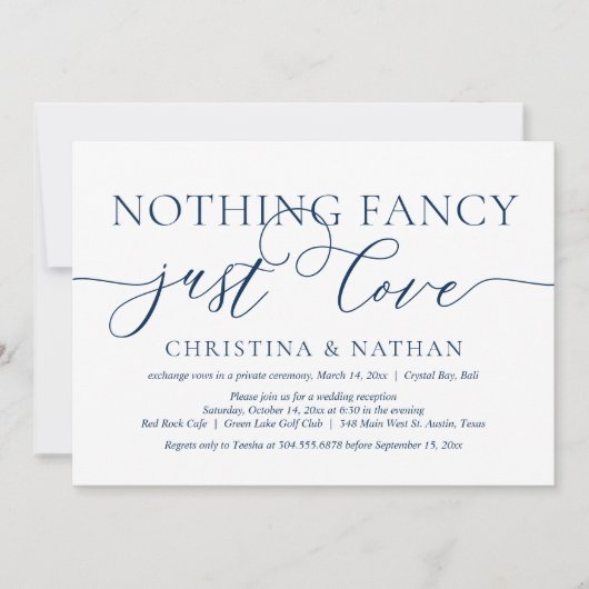 Niets gewoons, gewoon liefde, Trouw Elopement Fees Kaart (Voorkant)