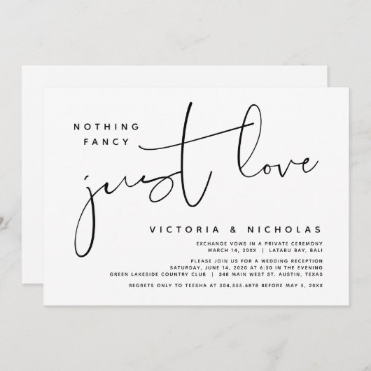 Niets gewoons, gewoon liefde, trouwfeest  kaart (Voorkant / Achterkant)