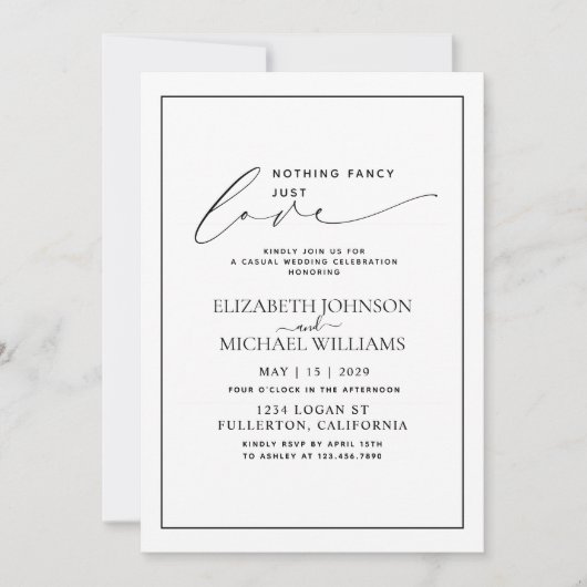 Niets Gewoons Gewoon Liefde Zwart Wit Informeel Tr Kaart (Voorkant)