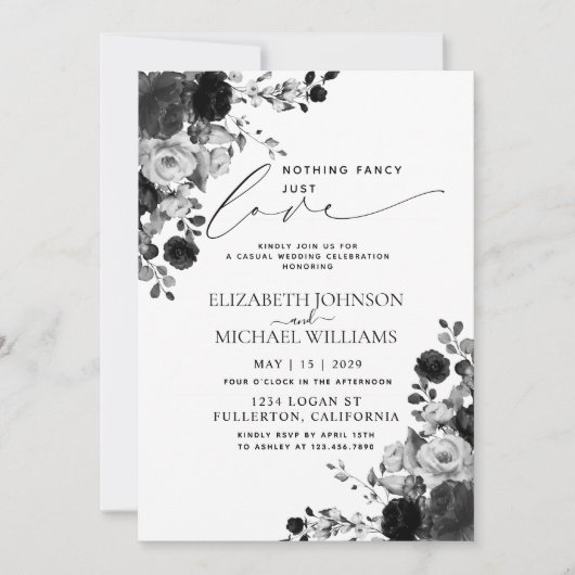 Niets Gewoons Gewoon Zwarte Bloemen Trouwen Kaart (Voorkant)