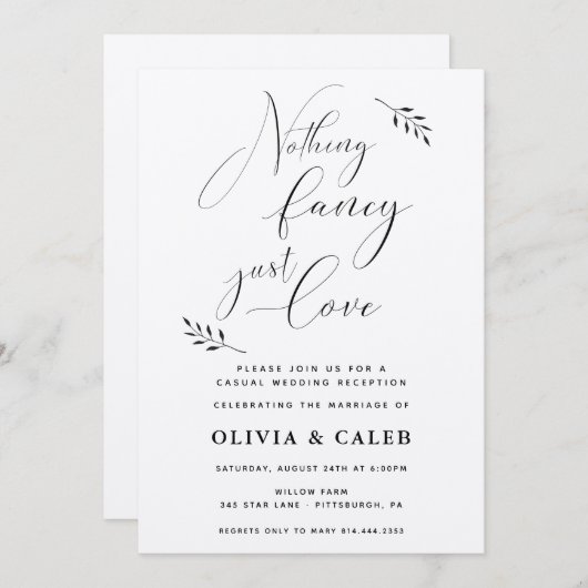 Niets Grieks Gewoon Lief Ontvangst Uitnodiging (Voorkant / Achterkant)