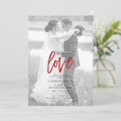 Niets Grieks Rood Informel Vellum Foto Bruiloft Kaart (Staand voorkant)