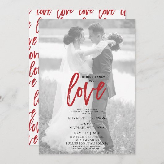 Niets Grieks Rood Informel Vellum Foto Bruiloft Kaart (Voorkant / Achterkant)