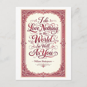 "Niets in de wereld" Shakespeare Briefkaart