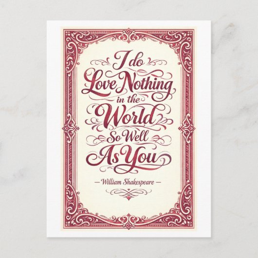 "Niets in de wereld" Shakespeare Briefkaart (Voorkant)