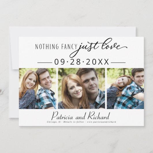 Niets ingewikkelds gewoon liefde Save The Date 3 f Kaart (Voorkant)