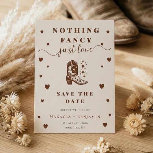 Niets ingewikkelds, gewoon liefde Westerse rustiek Save The Date