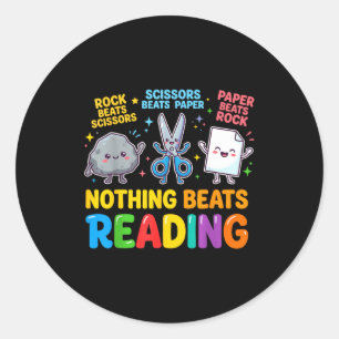 Niets is beter dan steen papier schaar lezen ronde sticker