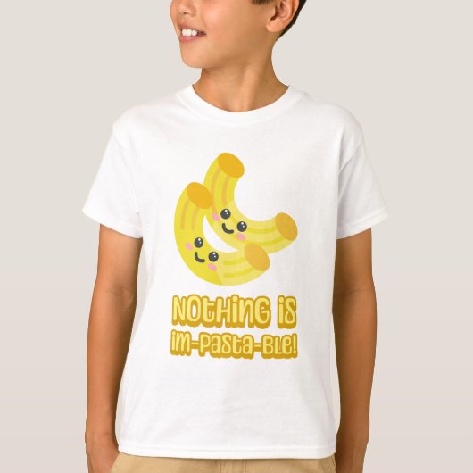 Niets is Im-pasta-ble! Schattigee pasta cartoon T-shirt (Voorkant)