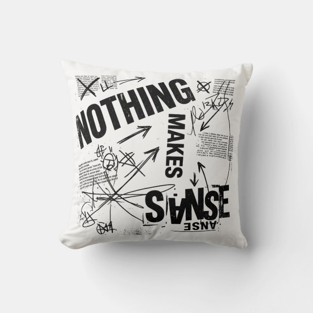 NIETS IS LOGISCH | Brutalist Anti Design Verklarin Kussen (Voorkant)